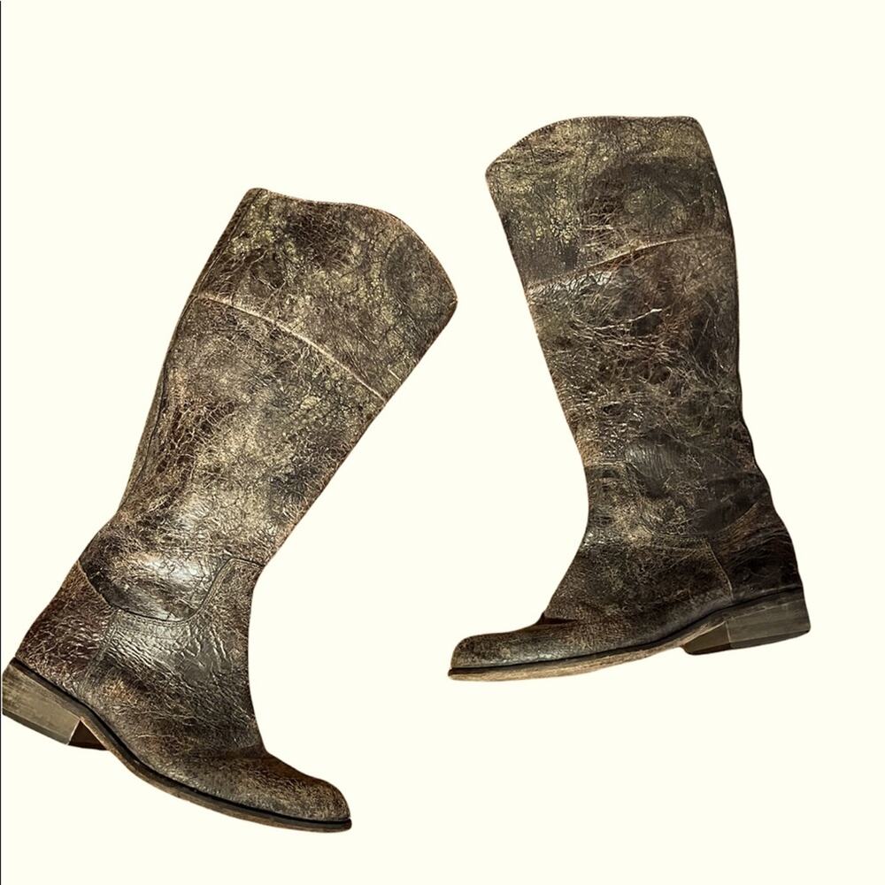 Y2K Steven By Steve Madden Reins Distressed Equestrian Steampunk Riding Boot 5.5